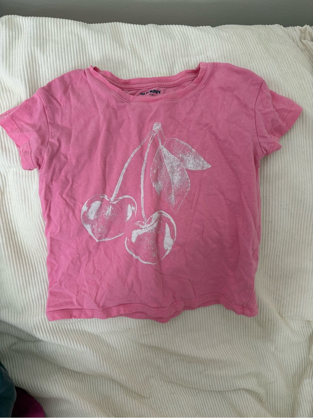 Old Navy Pink Girls' Cherry Tee with White Graphic